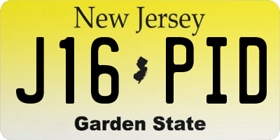 NJ license plate J16PID