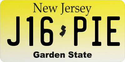 NJ license plate J16PIE