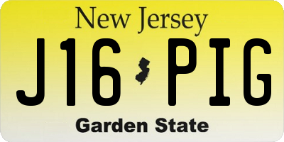 NJ license plate J16PIG
