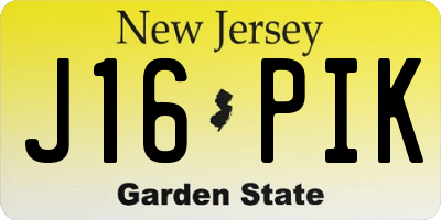 NJ license plate J16PIK