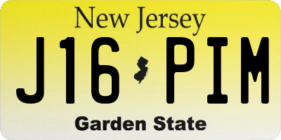 NJ license plate J16PIM