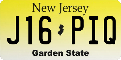 NJ license plate J16PIQ