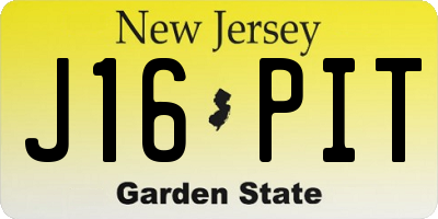 NJ license plate J16PIT