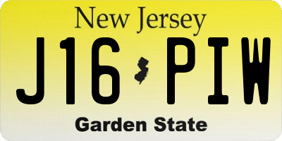 NJ license plate J16PIW