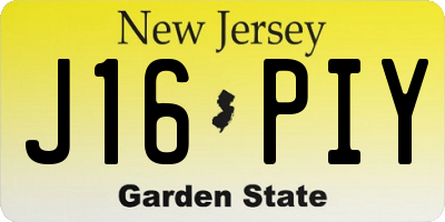NJ license plate J16PIY