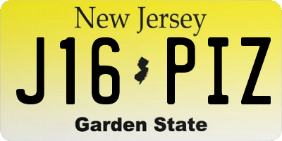 NJ license plate J16PIZ