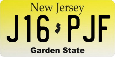 NJ license plate J16PJF