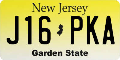 NJ license plate J16PKA