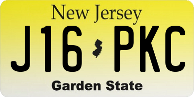 NJ license plate J16PKC