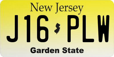 NJ license plate J16PLW