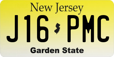 NJ license plate J16PMC