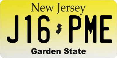 NJ license plate J16PME