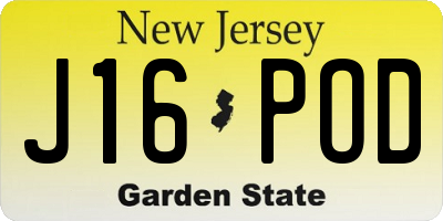 NJ license plate J16POD