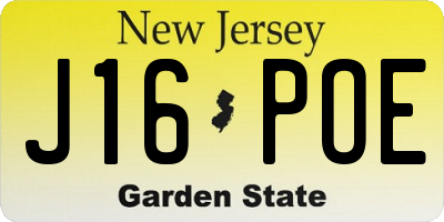 NJ license plate J16POE