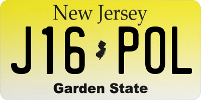 NJ license plate J16POL