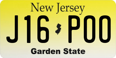 NJ license plate J16POO