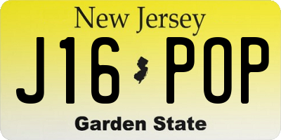 NJ license plate J16POP