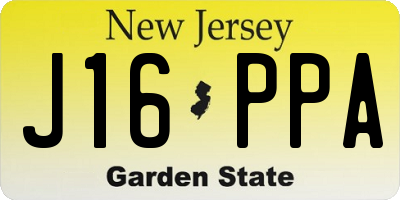 NJ license plate J16PPA