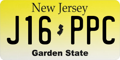 NJ license plate J16PPC
