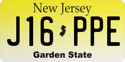 NJ license plate J16PPE