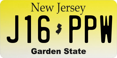 NJ license plate J16PPW