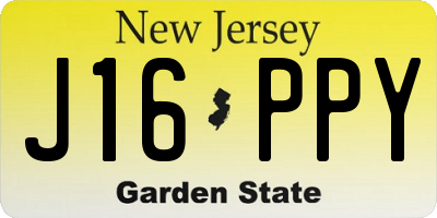 NJ license plate J16PPY