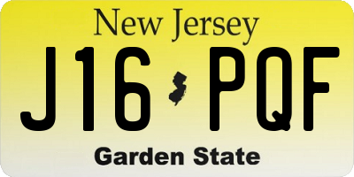 NJ license plate J16PQF