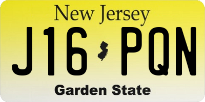 NJ license plate J16PQN