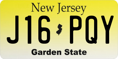 NJ license plate J16PQY