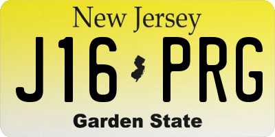 NJ license plate J16PRG