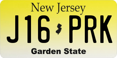 NJ license plate J16PRK