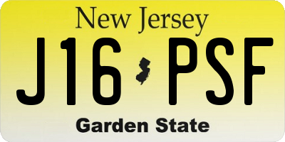 NJ license plate J16PSF
