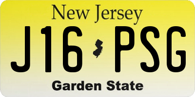 NJ license plate J16PSG