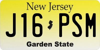 NJ license plate J16PSM