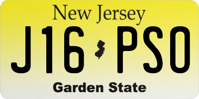 NJ license plate J16PSO