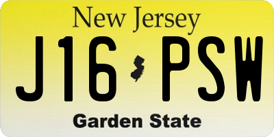 NJ license plate J16PSW