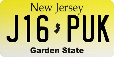 NJ license plate J16PUK
