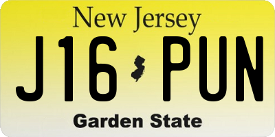 NJ license plate J16PUN