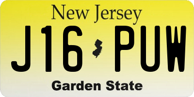 NJ license plate J16PUW