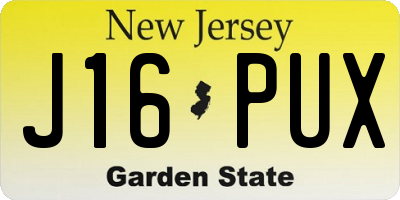NJ license plate J16PUX