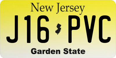 NJ license plate J16PVC