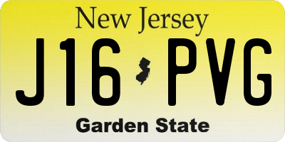 NJ license plate J16PVG
