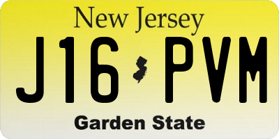 NJ license plate J16PVM