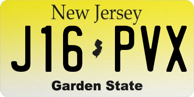 NJ license plate J16PVX