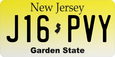 NJ license plate J16PVY