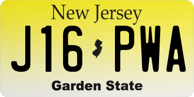 NJ license plate J16PWA