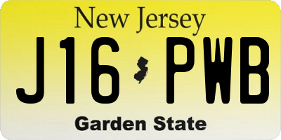 NJ license plate J16PWB