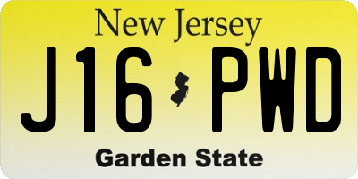 NJ license plate J16PWD