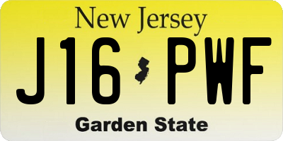 NJ license plate J16PWF