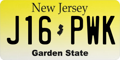 NJ license plate J16PWK